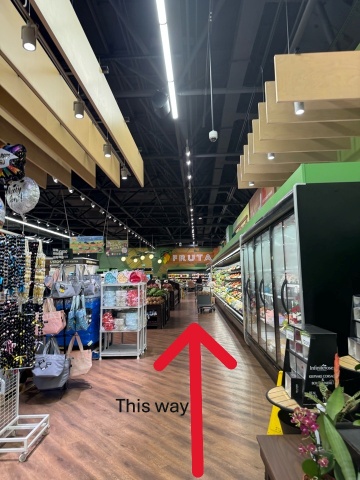 Aisle leading to the vegetable section