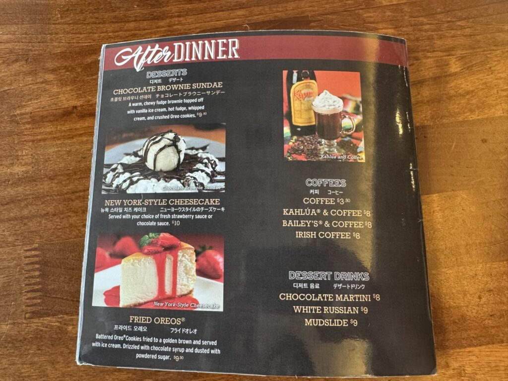 デザートメニューです