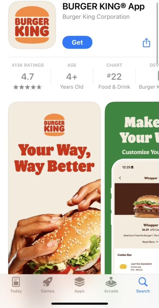 現地グアムでダウンロードできるバーガーキングの公式アプリです。