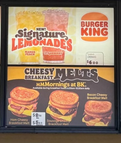 バーガーキンググアムセンターにあるメニューです。レモネードはBBQブリスケットと合わせるとさっぱり食べられます。