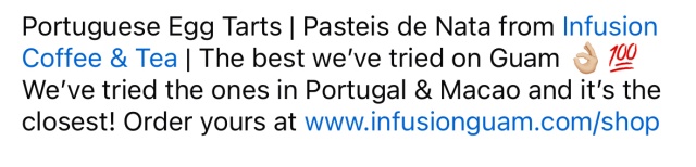 インフュージョングアムのエッグタルトのお客さんの評価です。