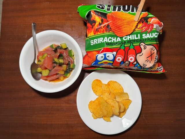 I tried Karamucho Sriracha with tuna poke.