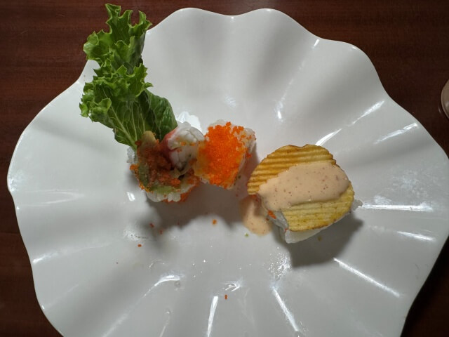 I tried Karamucho Sriracha with California sushi.