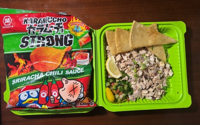 I paired Karamucho Sriracha with kelaguen.