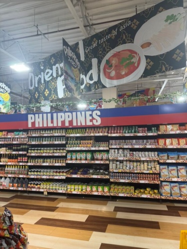 Filipino food section signage at Don Don Donki Tamuning