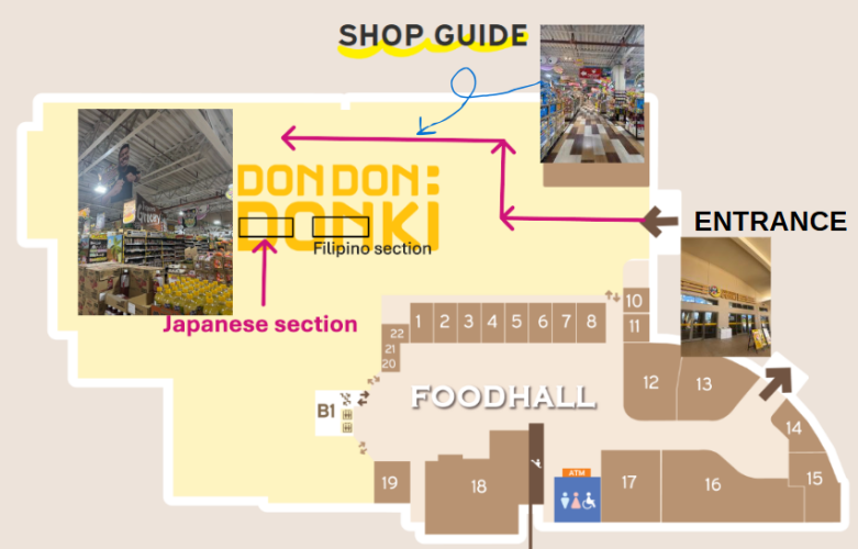 Don Don Donki Tamuning floor map marking Japanese and Filipino sections