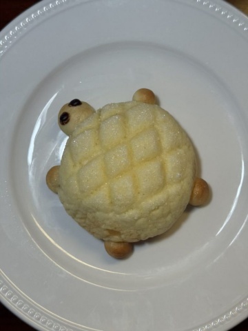 Sunrise melonpan-style bread shaped like a turtle