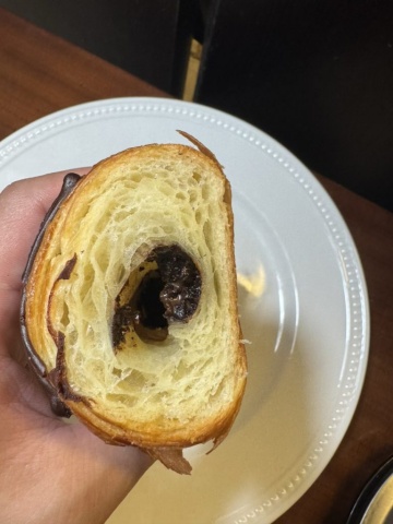 Cross section of the chocolate croissant