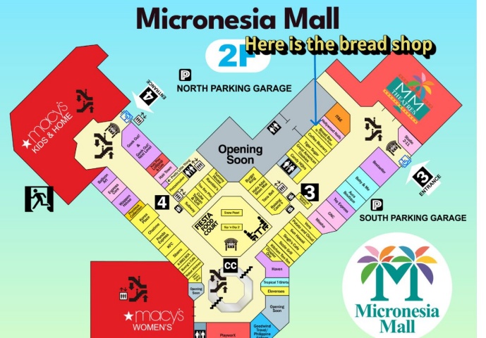 Map showing how to access Bread Bar by Okayama Kobo inside Micronesia Mall