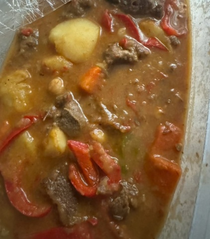 Homemade kaldereta with liver spread