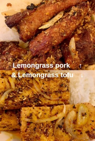 Lemongrass tofu and pork from a Facebook post