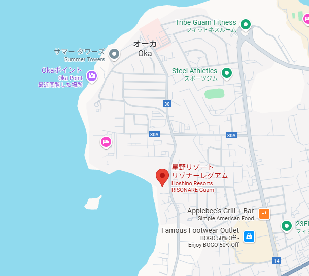 オカポイントと周辺の地図